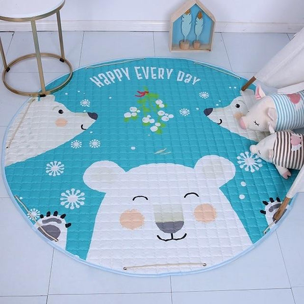 Tapis chambre enfant bébé ours, tapis de couleur bleu
